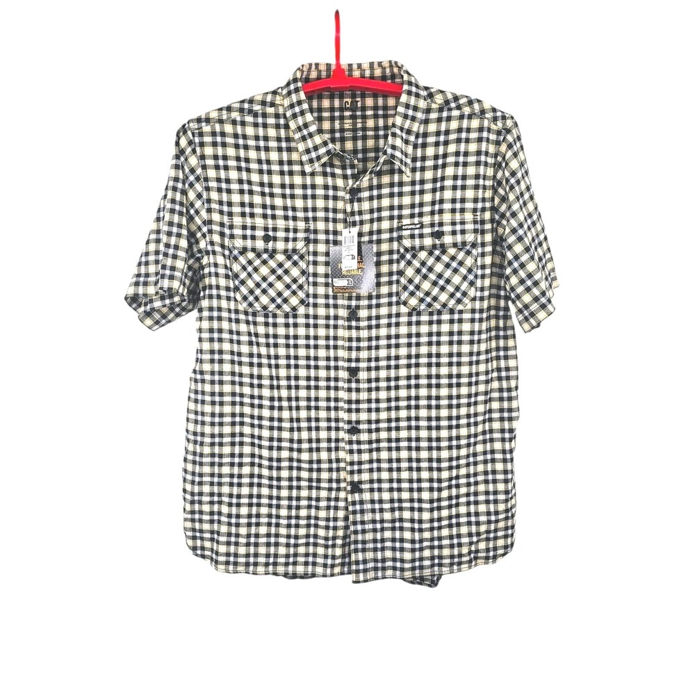 CAT Caterpillar NWT Plaid Short Sleeve Work‎ Shirt Mens XL Button Up